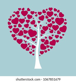 Design of a tree, leaves composed of heart-shaped designs