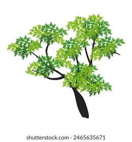 
design of trees, branches, twigs and leaves in flat style. green ecosystem illustration with. flat design of tree on white background.