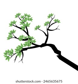 
design of trees, branches, twigs and leaves in flat style. green ecosystem illustration with. flat design of tree on white background.
