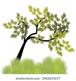 
design of trees, branches, twigs and leaves in flat style. green ecosystem illustration with. flat design of tree on white background.