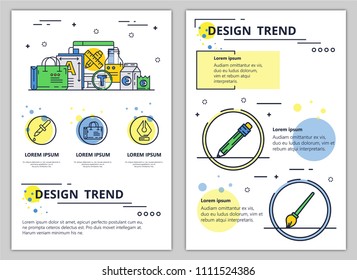 Design trend web banner, poster, flyer, leaflet, brochure template. Vector modern thin line art flat style design illustration.