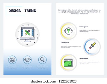 Design trend web banner, poster, flyer, leaflet, brochure template. Vector modern thin line art flat style design illustration.