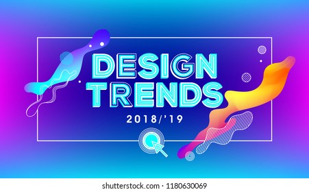 Design trends concept in holographic fluid composition in modern typography. Trendy design for event, banner and poster.