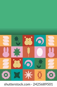 Design trendy Geometric Easter greeting card template. Cut out paper Easter holiday Poster in trendy Geometrical style. Vector illustration can used web banner and social media poster EPS 10