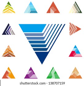 Design triangle, arrow logo vector template. Speed icon set. You can use in the construction, factories, communications, electronics, or creative design concepts