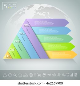 Design triangle infographic template. Business concept infographic 5 options can be used for workflow layout, diagram, number options, timeline or milestones project.