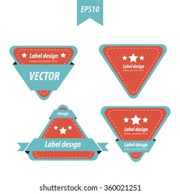 Design Triangle label red and blue color set
