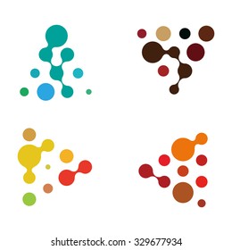 Design triangle logo element. Abstract water molecule vector template set. You can use in biotechnology, energy, environmental protection and electricity equipment, computer science concept icons. 