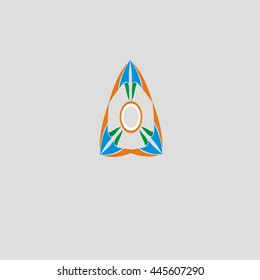 Design triangle logo element. Infinite cross ribbon vector icon template.