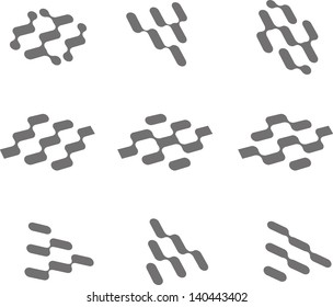Design triangle and round logo element. Abstract water molecule vector template set. You can use in energy, environmental protection and electricity equipment, computer medical science concept icon. 