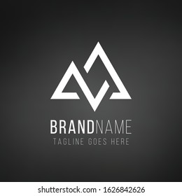 Design triangle, stock arrows up and down logo vector template. Can be used as corporate identity for construction, factories, communications, electronics, or creative design concepts. Stock Vector