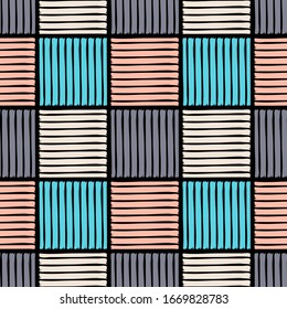 Design of triangles and squares. Ethnic boho ornament. Seamless pattern. Tribal motif. Vector illustration for web design or print.