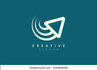 Design a triangular logo with a tail that moves upward. Minimalist and modern vector illustration design suitable for business or brand