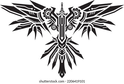 A Design of tribal metal wing sword