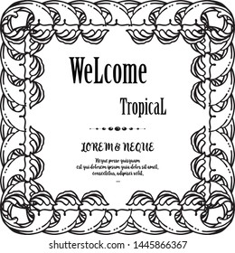 Design of tropical welcome ornament, elegant flower, isolated on a white. Vector