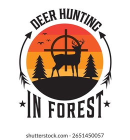 DESIGN TSHIRT DEER HUNTING IN FOREST