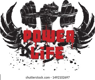 Design T-shirt or Poster. Vector Illustration.  Gym club emblem.