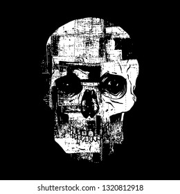 Design for t-shirt print with Grunge ,crack  skull vector illustration
