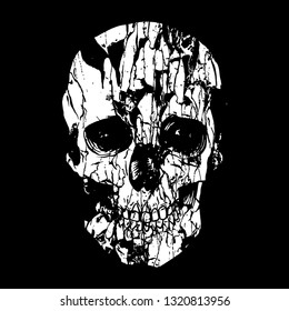 Design for t-shirt print with Grunge ,crack  skull vector illustration