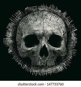 Design for t-shirt print with skull and textures. vector illustration. 