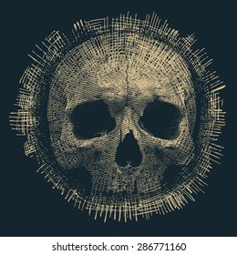 Design for t-shirt print with skull and textures. vector illustration.