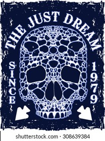 Design for t-shirt print with skull and textures. vector illustration.