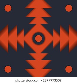 Design t-shirt print with Trendy Geometric Brutal shapes in cut out paper style. Trippy background in Japanese style. Geometrical backdrop, card, cover. Vector illustration. Triangle, circle, dots.