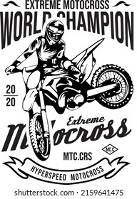 Design T-Shirt Vector Emblem Motocross Extreme World Champion Badge