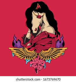 Design Tshirt with Woman Horse in All Your Imagination Trapshit 