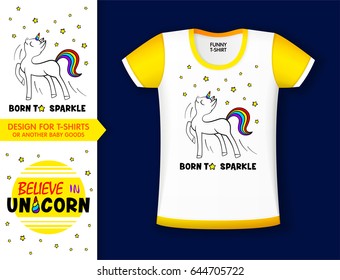 Design t-shirts with cute pony magical - magical unicorn for print