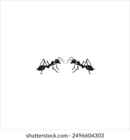 The design of two ants facing each other is black and has a white background