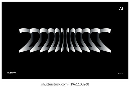 design in two numbers with shading technique