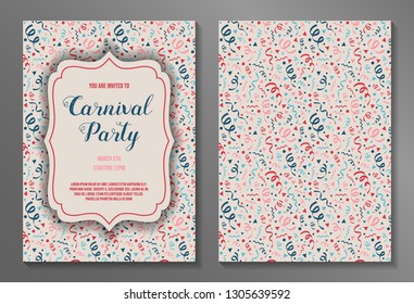 Design of a two sided Carnival Party invitation. Vector