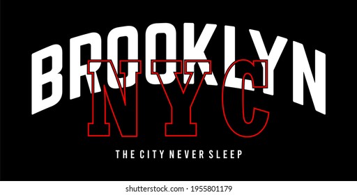 DESIGN TYPOGRAPHY BROOKLYN FOR PRINT T SHIRT