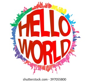 Design for typography - Hello World, t-shirt graphics, vectors