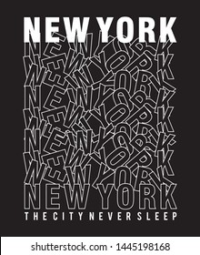 DESIGN TYPOGRAPHY NEW YORK FOR PRINT T SHIRT 