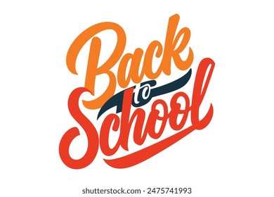 Diseña una tipografía con 'Back To School' en una fuente retro y atrevida sobre un fondo blanco. Usa colores brillantes y Elementos divertidos para evocar el espíritu escolar y la emoción.