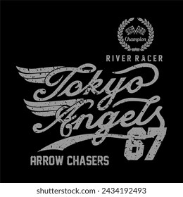 Design typography Tokyo angels for printed t-shirt 