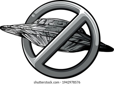 design of ufo with symbol of ban vector illustration