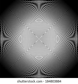 Design uncolored trellis interlaced background. Abstract round decorative grid textured backdrop. Vector-art illustration