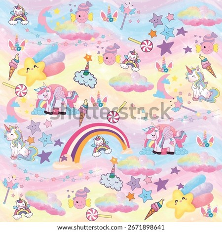  design unicorn rainbow for textile