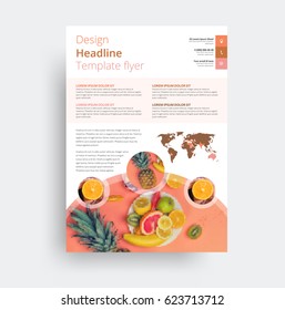 design of the universal flyer is a round form for images. A brochure template for advertising business, food, sports, products and other things. Vector illustration 