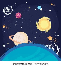 design of universe with planets
