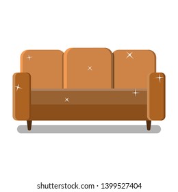 Design of upholstered furniture. Vector image of a new sofa. New clean furniture.