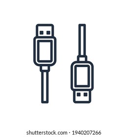 The design of the usb 3.0 to usb 3.0 cable outline icon vector illustration, this vector is suitable for icons, logos, illustrations, stickers, books, covers, etc.