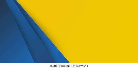 The design uses a gradient effect to seamlessly blend the yellow and blue sections.