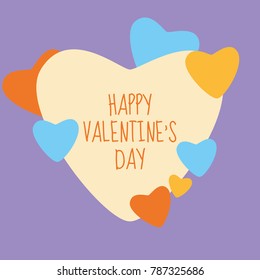 Design for valentine day colorful card with red heart and sign. Beautiful art gift, invitation or greeting 