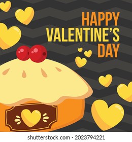 Design for Valentine's Day. For gift boxes full of holiday hearts, web posters, flyers, stylish brochures, greeting cards, covers. Romantic background black and yellow illustration