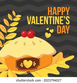 Diseño para el Día de San Valentín. Para cajas de regalo llenas de corazones vacacionales, afiches web, volantes, folletos elegantes, tarjetas de felicitación, cubiertas. Fondo romántico de ilustración en negro y amarillo.