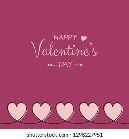 Design of Valentine's Day greeting card with cartoon hearts. Vector